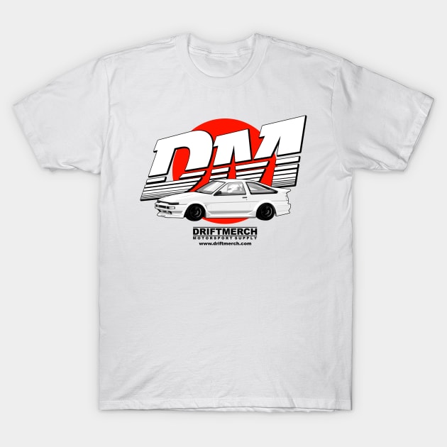 Drift Merch Motorsport Supply DM Logo AE86 with Japan Flag - Light T-Shirt by driftmerch